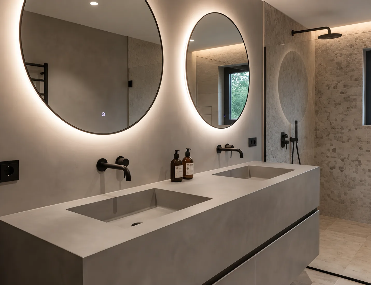 Modernes Designbad mit beleuchteten Rundbecken