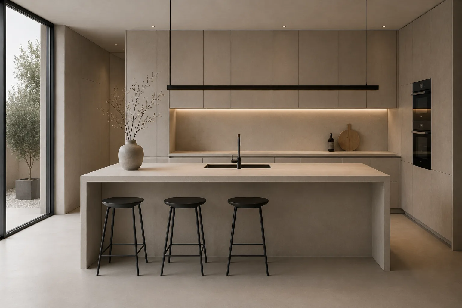 Moderne minimalistische Küche mit Insel