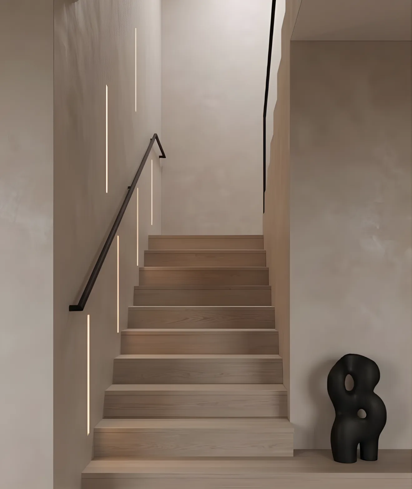 Fugenlose Treppe mit Mikrozement und stimmungsvollem Lichtdesign